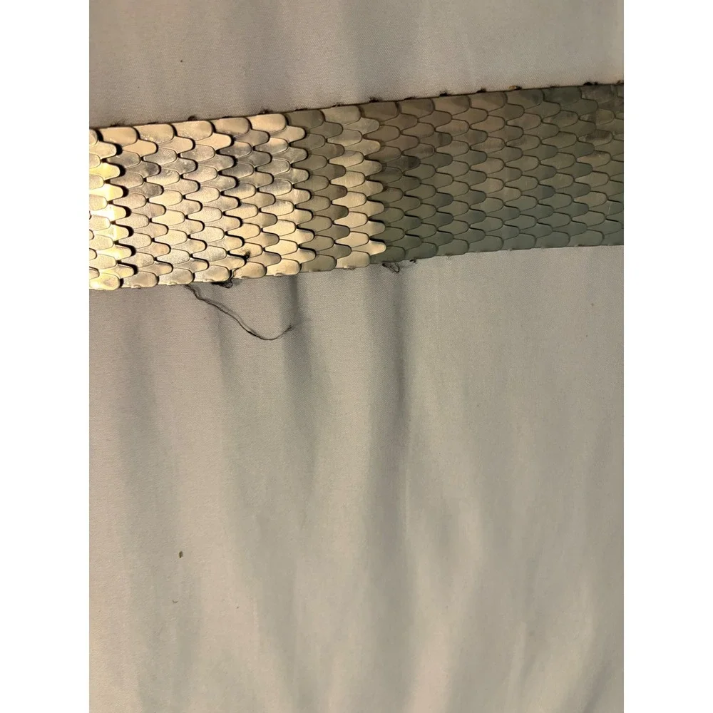 Vintage Metallic Scale Stretch Belt Silver Mermaid Disco Glam Cinch 25in